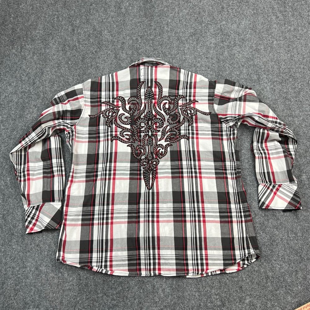Panhandle Slim Shirt Adult Extra Large Red Black Pearl Snap Western Mens * - Picture 10 of 15